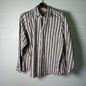 LL Bean Women's Button Down Multicolor Stripe Shirt 2X 100% Cotton